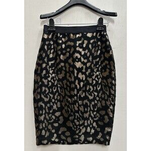 Ann Taylor women size 0  leopard animal print elastic waist lined pencil skirt